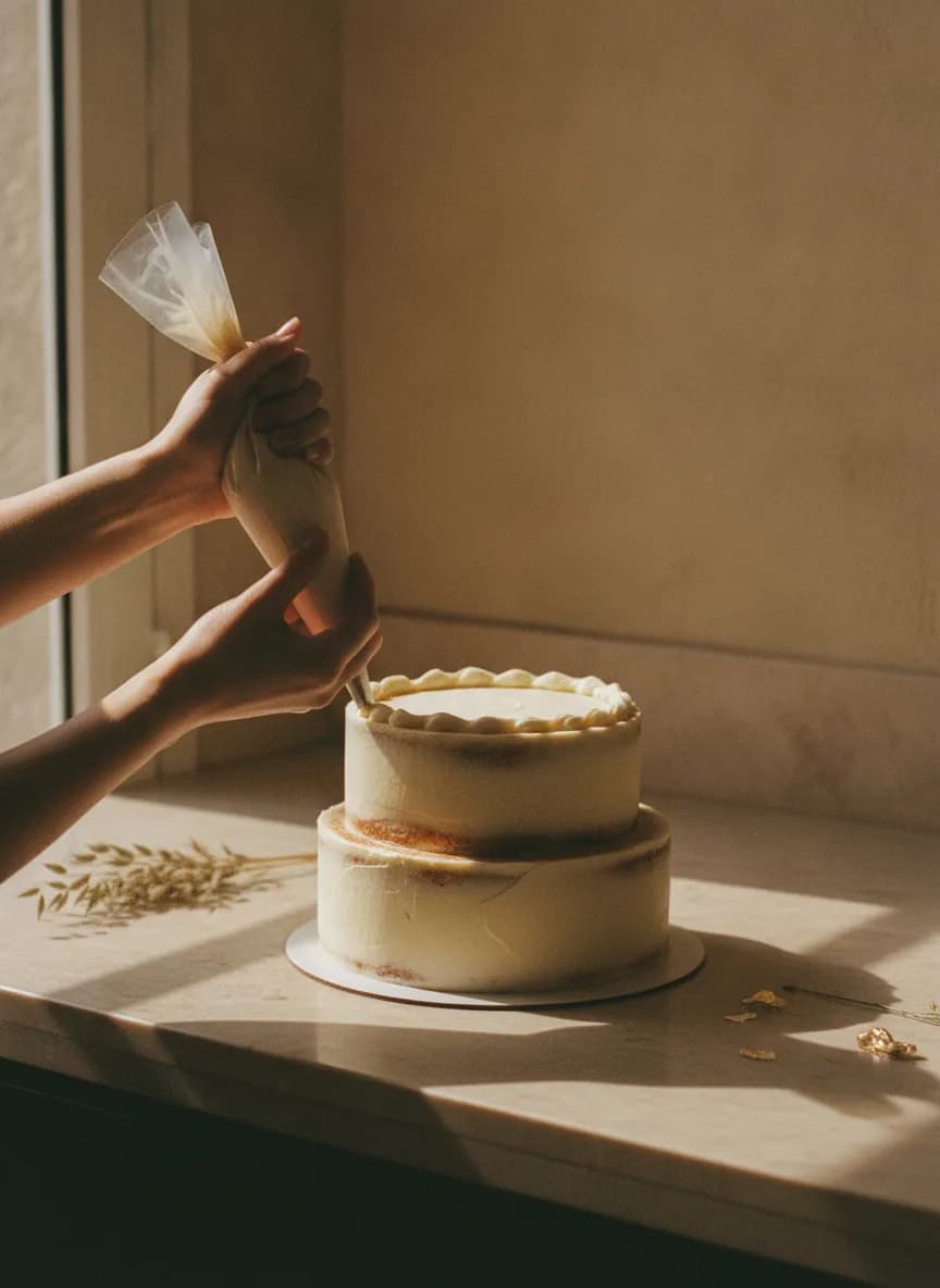 Atölyede pasta üzerine krema çalışması